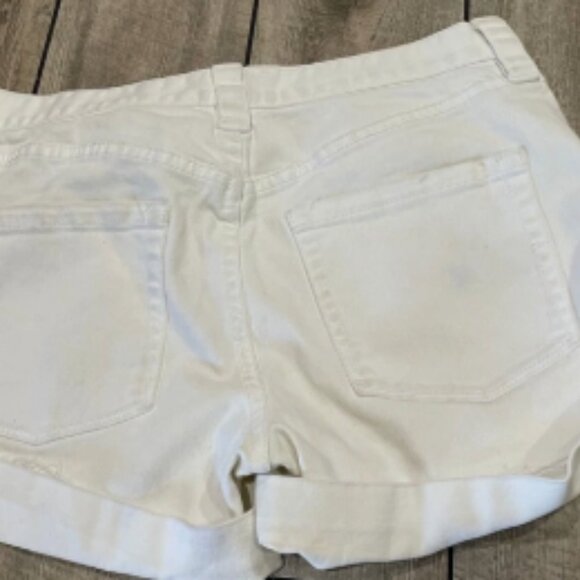 J Crew Womens White Denim Shorts Size 26 Roll Hem Casual Jean Mid Rise - Picture 2 of 2